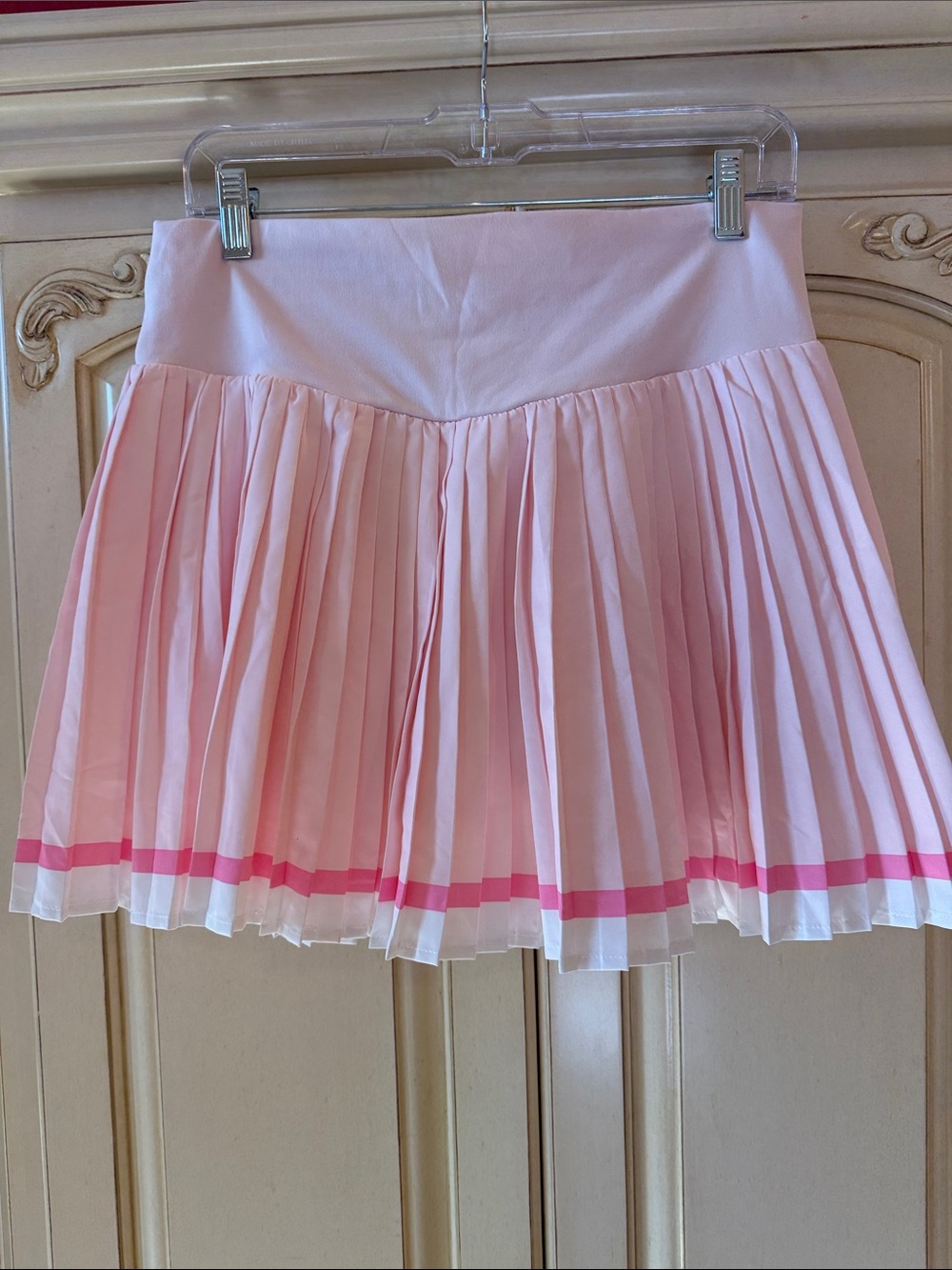 Light Pink Pleated Tennis Skirt with Hot Pink Trim MED